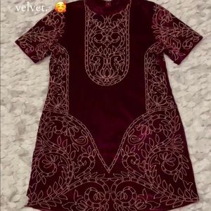 Chelsea & Violet velvet embroidered dress, Large